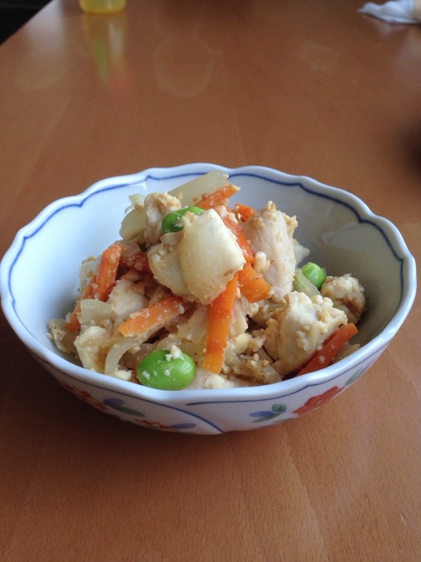 鶏胸肉と豆腐のごまみそ炒め♪