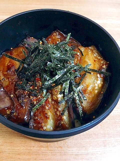 ミニ丼♪茄子の甘辛丼