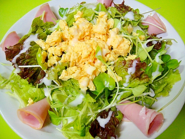 サニーレタスとつまみ菜炒り卵のサラダ レシピ 作り方 By Mint74 楽天レシピ