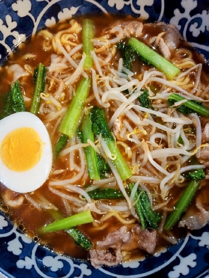 もやしと小松菜の醤油ラーメン