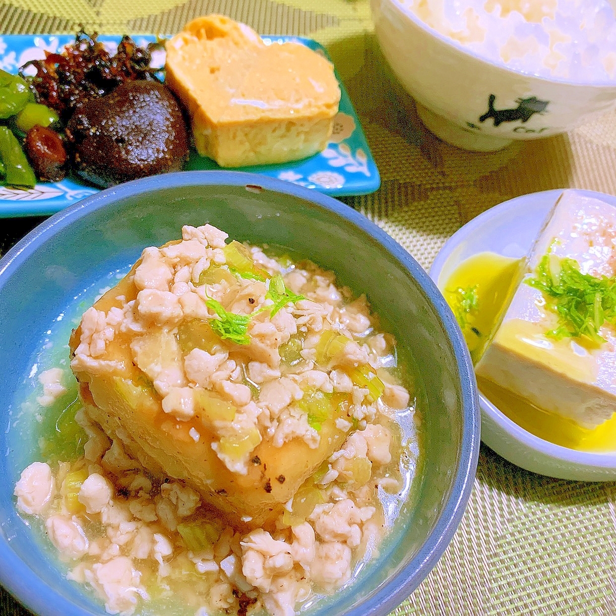 セロリささみあんかけ揚げ出し豆腐