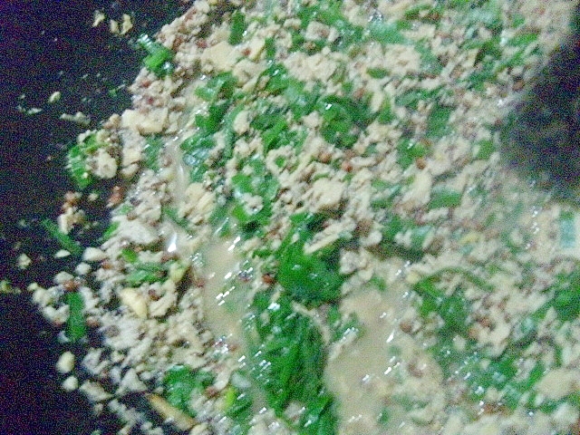 高野豆腐とあさつきの雑穀煮