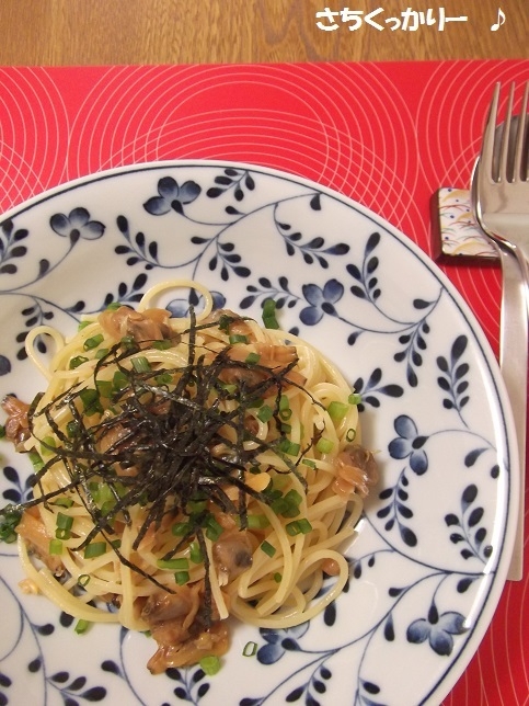 佃煮 de 和風あさりパスタ