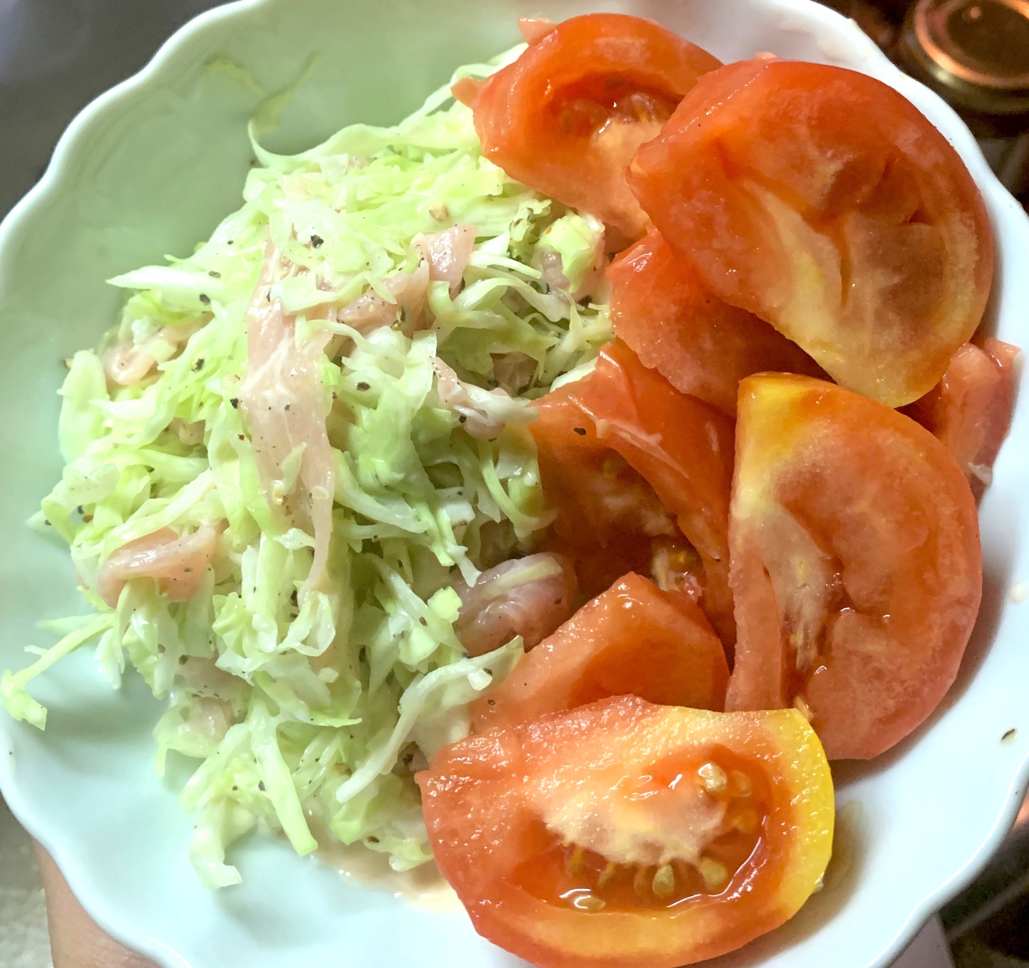 生ハム さっぱりコールスロー サラダ トマト添え