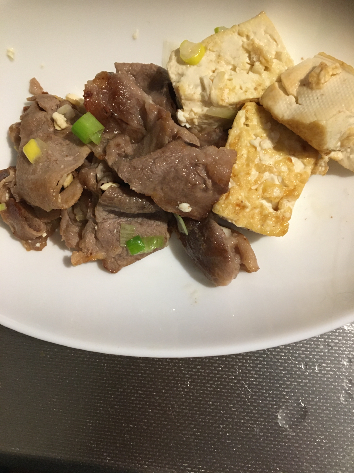 豚肉と豆腐のネギ塩だれ