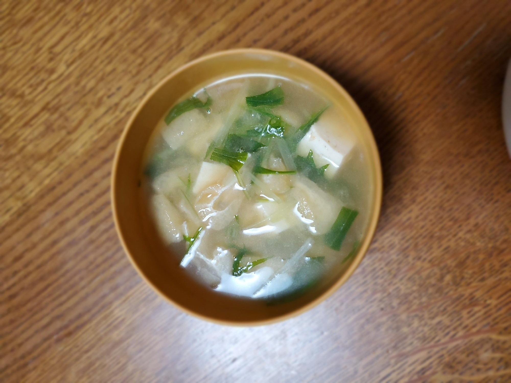 水菜と豆腐と揚げのお味噌汁