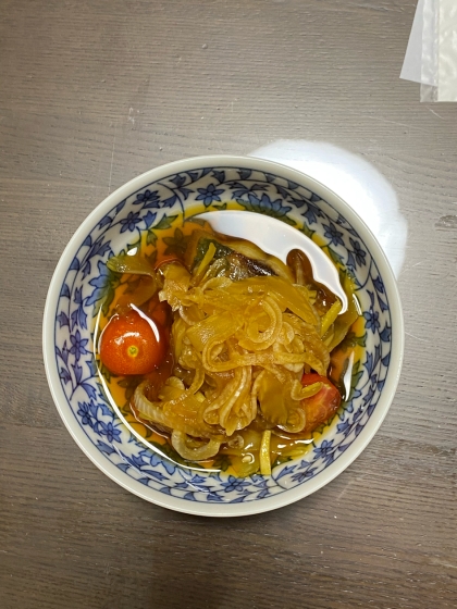 あじと新玉ねぎの焼きびたし【和食】