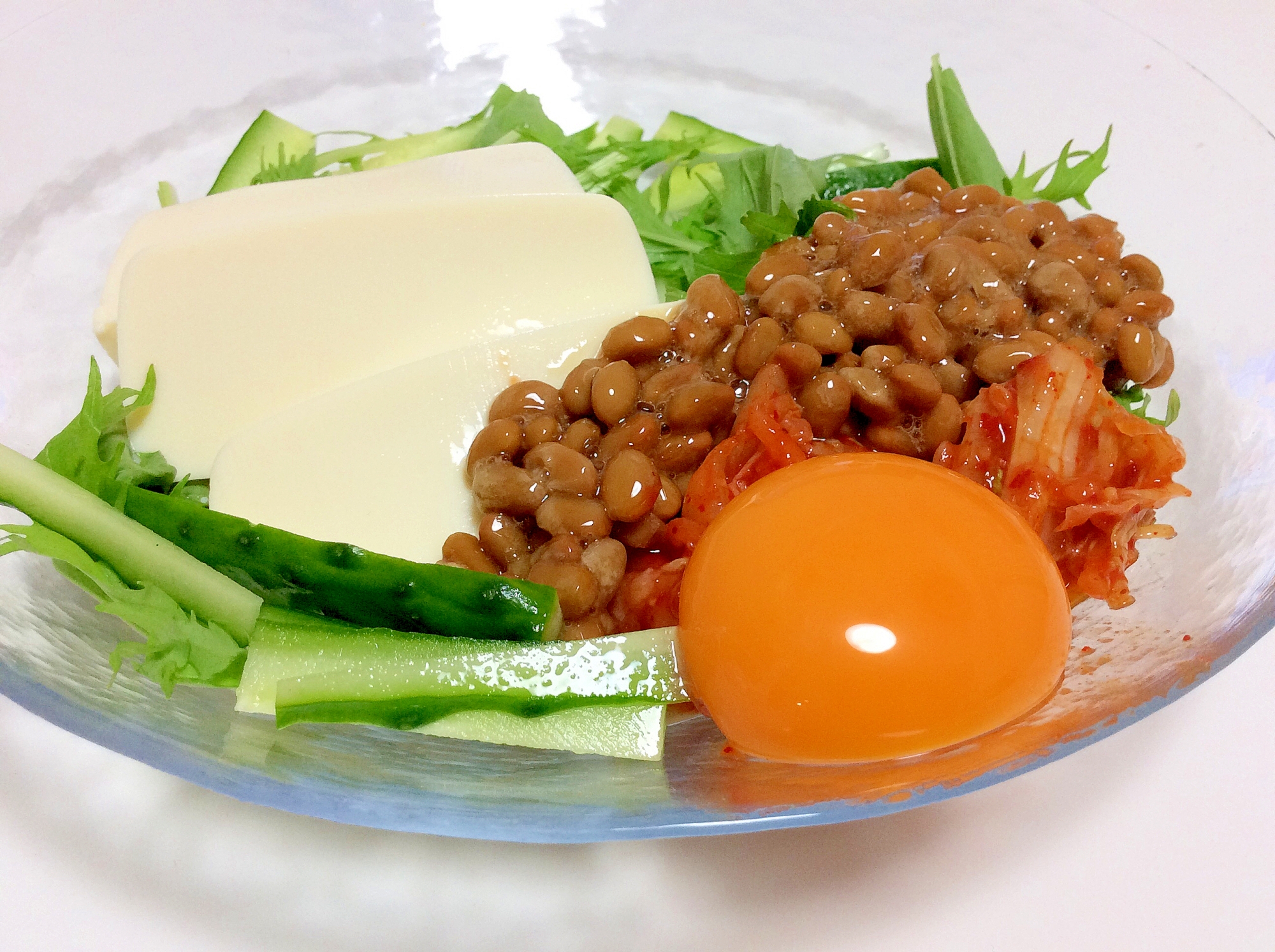 満腹ダイエット食♡亜麻仁油使用♡納豆と豆腐のサラダ