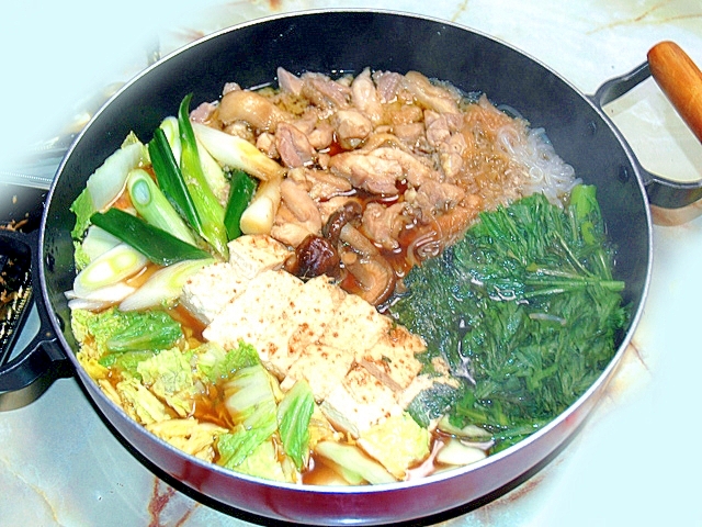 簡単割りしたですき焼き風!鶏もものすき焼き★鶏すき