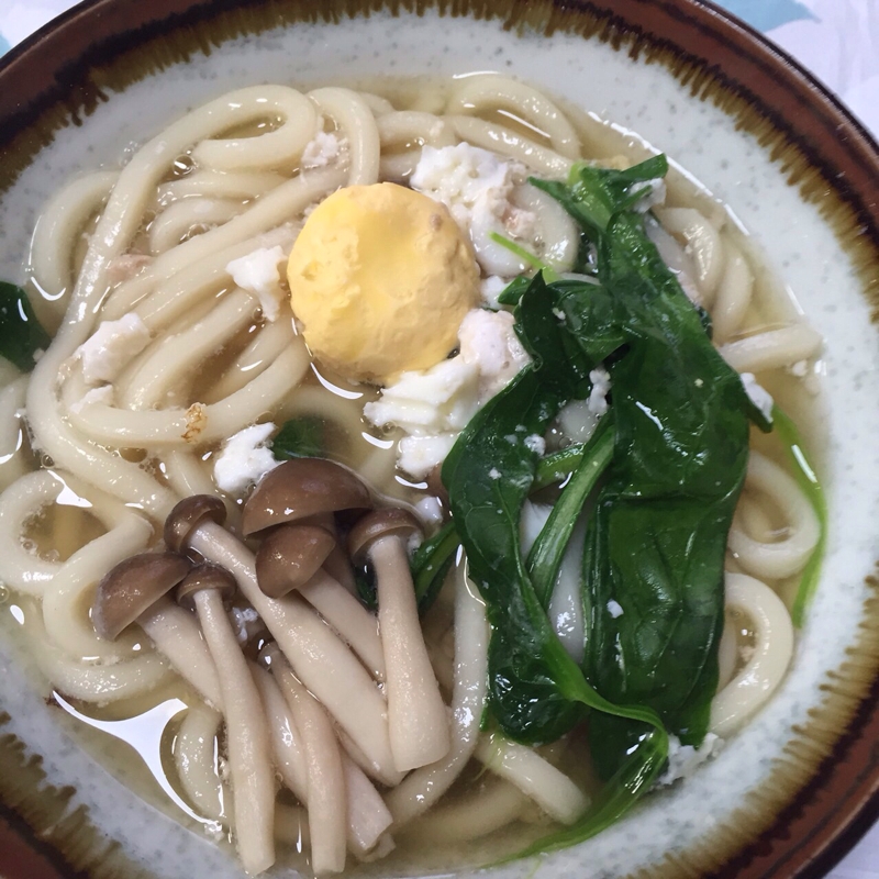 ほうれん草としめじと落とし卵(*^^*)うどん★