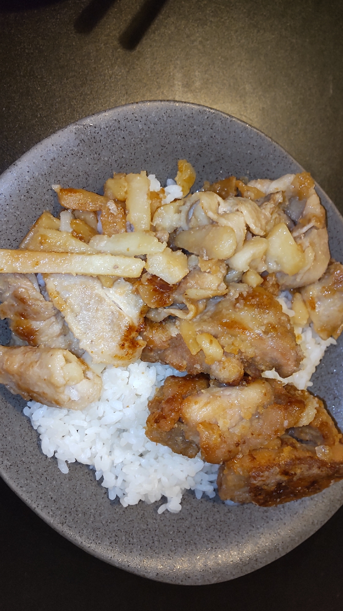 肉ポテト唐揚げライス