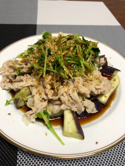 レンジで☆蒸し茄子と豚肉の薬味ソース