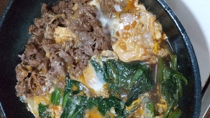 牛肉と小松菜と卵の炒り煮＊