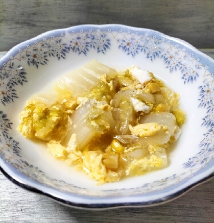 白菜&塩昆布の卵スープ