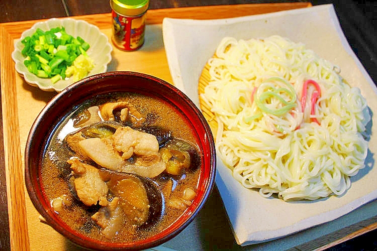 茄子と豚肉のつけめん＊ひやむぎ