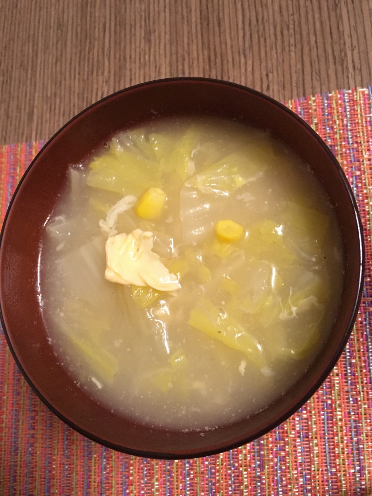 白菜とコーンの中華スープ