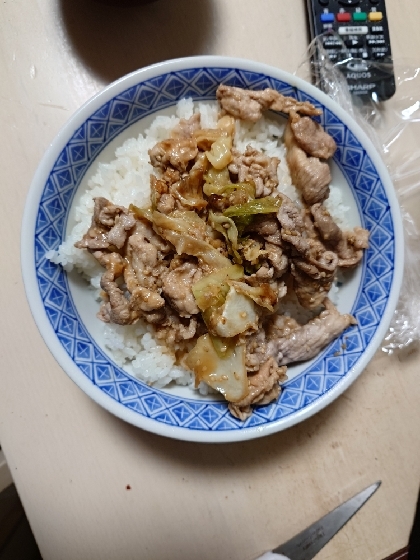 今日は豚肉とキャベツのごま味噌丼を作りました。同じ豚肉を使った料理と言う事で作ったよレポートを送らせて頂きました。