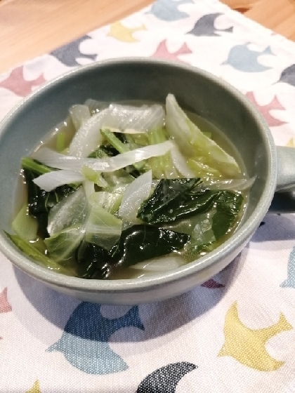 キャベツと玉ねぎと小松菜のスープ♪