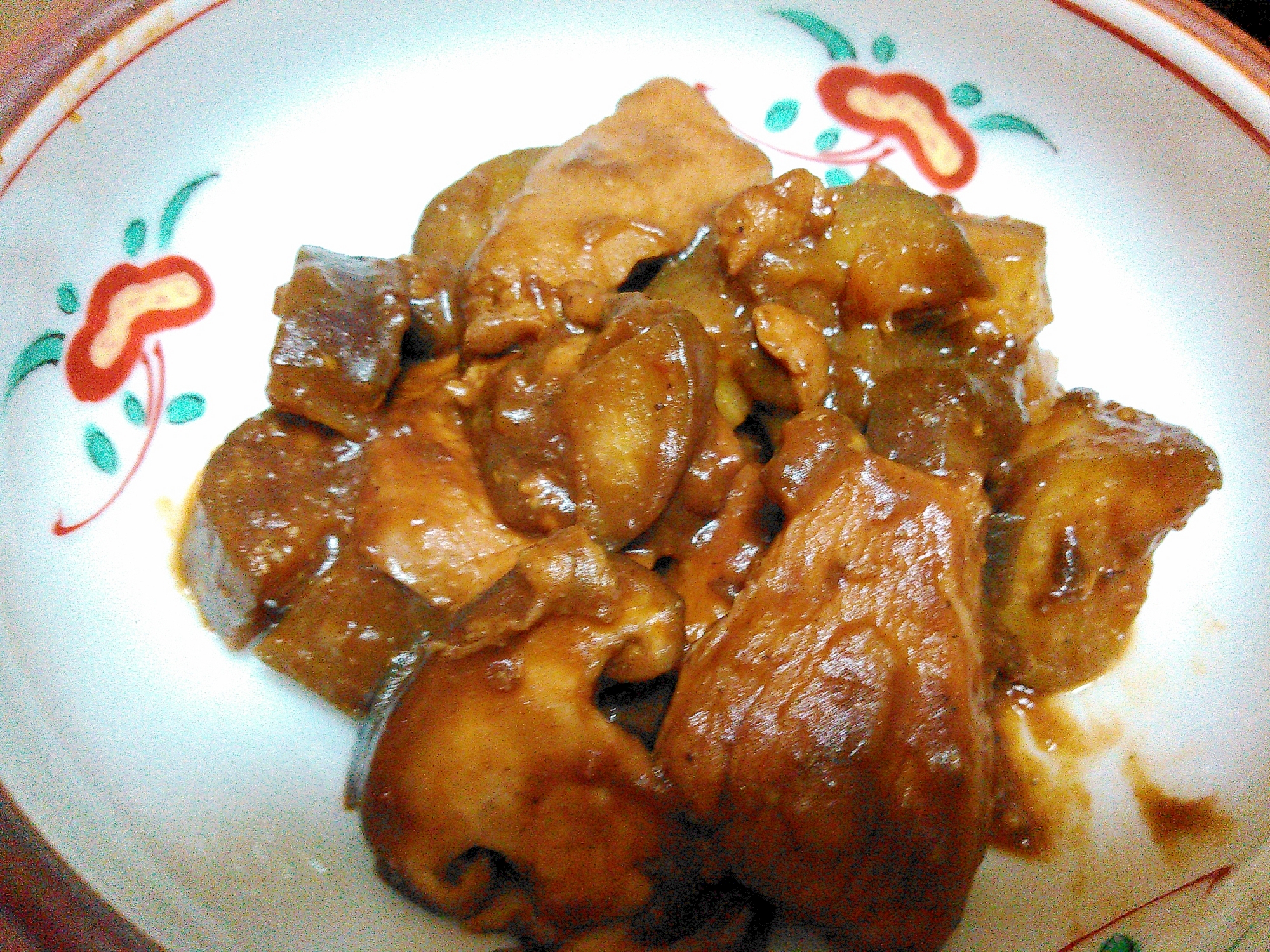 椎茸ナスと鶏肉のバルサミコ味噌炒め