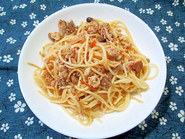 ひき肉と野菜のそぼろスパゲティ