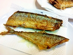 フライパンで簡単調理☆秋刀魚カレー風味ソテー