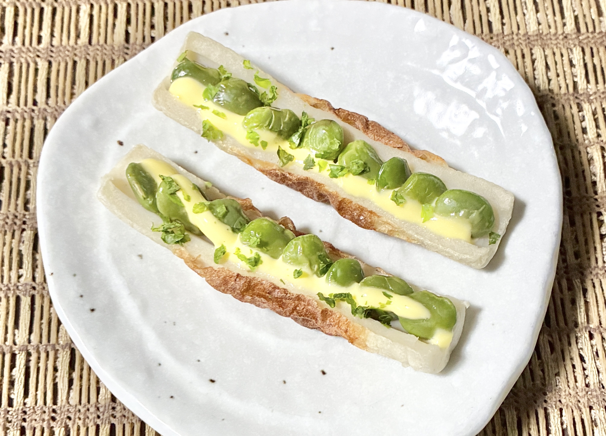 簡単☆枝豆とあおさのちくわ焼き