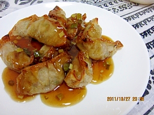 揚げ餃子のポン酢あんかけ