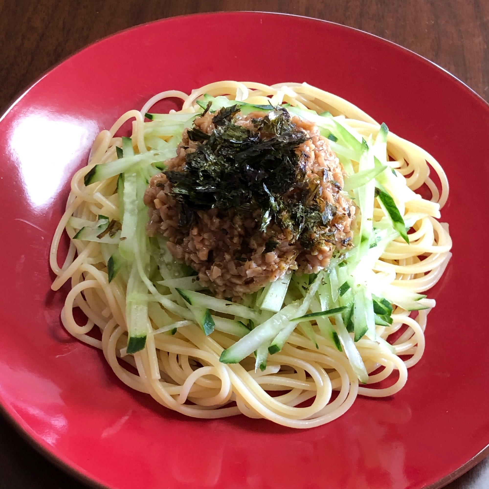 きゅうりと納豆の夏パスタ