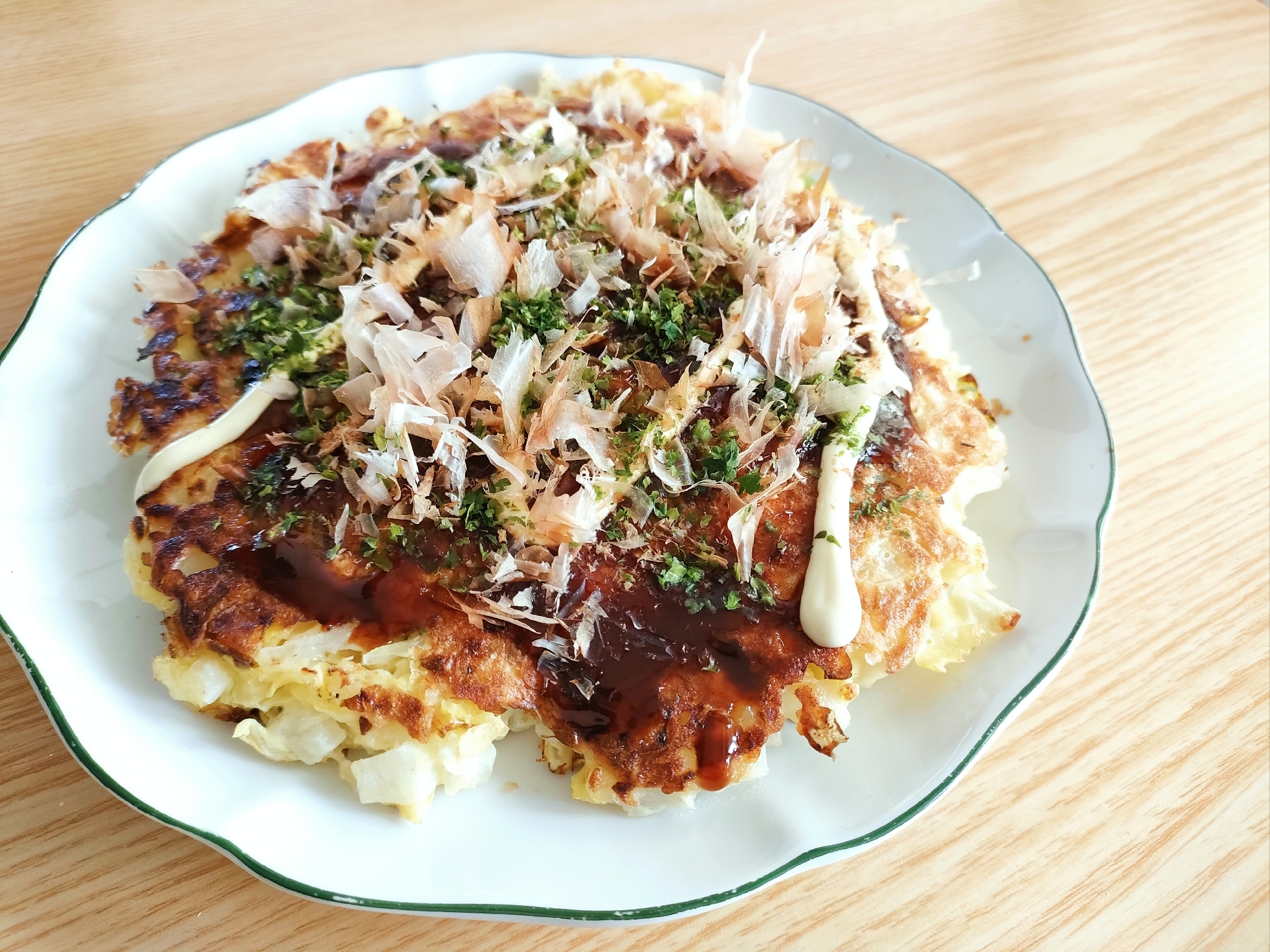 白菜とブロッコリーとえのきのお好み焼き