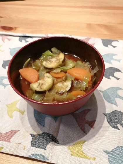 茄子とキャベツにんじんの味噌汁