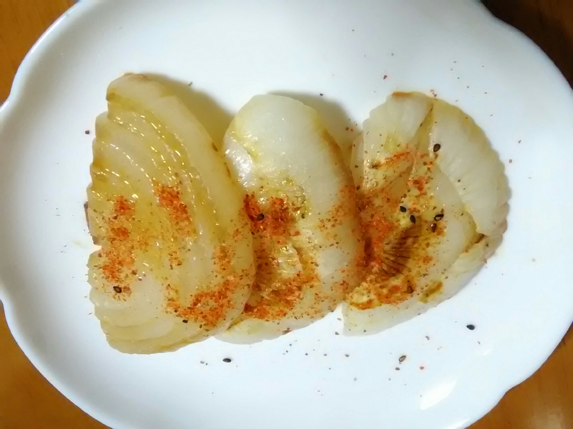 白タマネギの七味醤油焼き