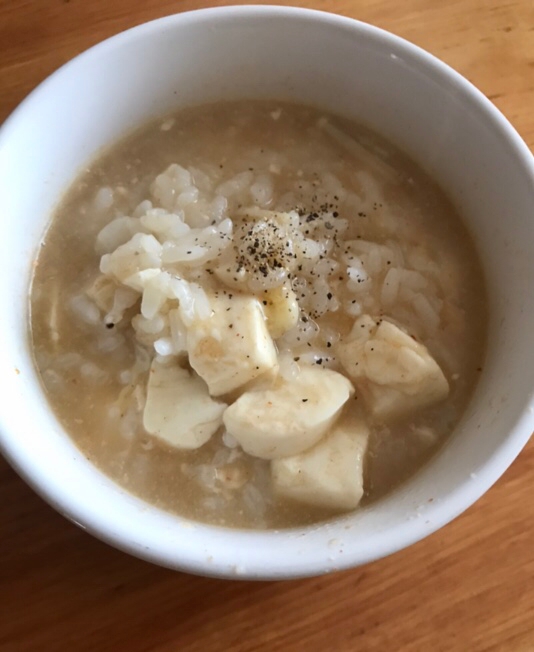 豆腐とチーズの味噌雑炊