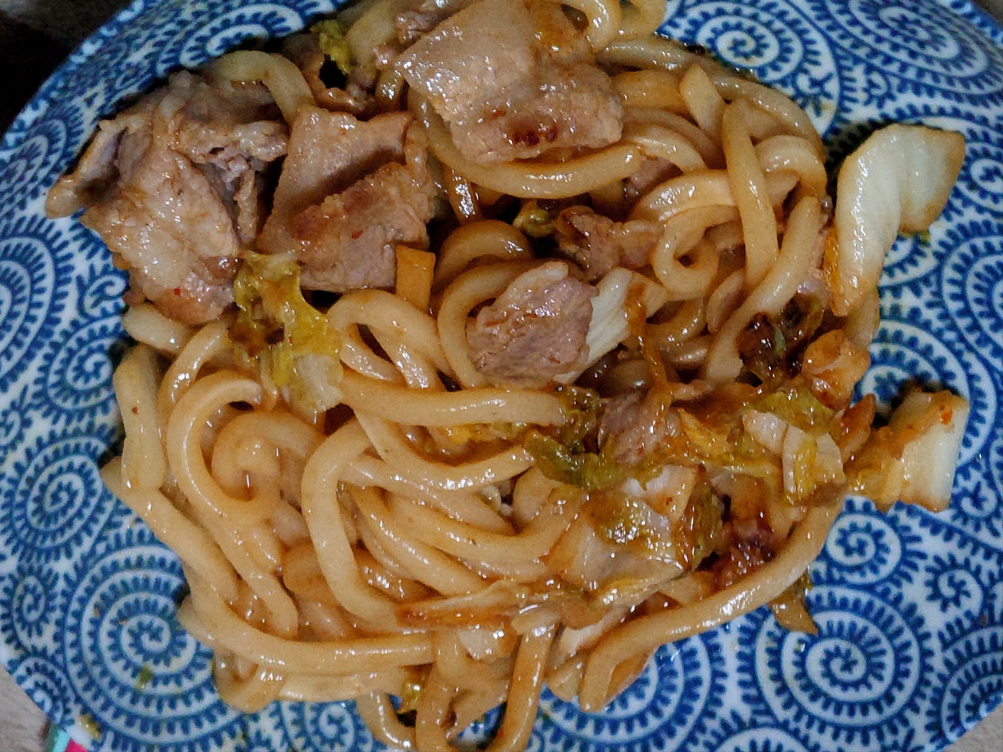 豚こまと白菜の焼きうどん