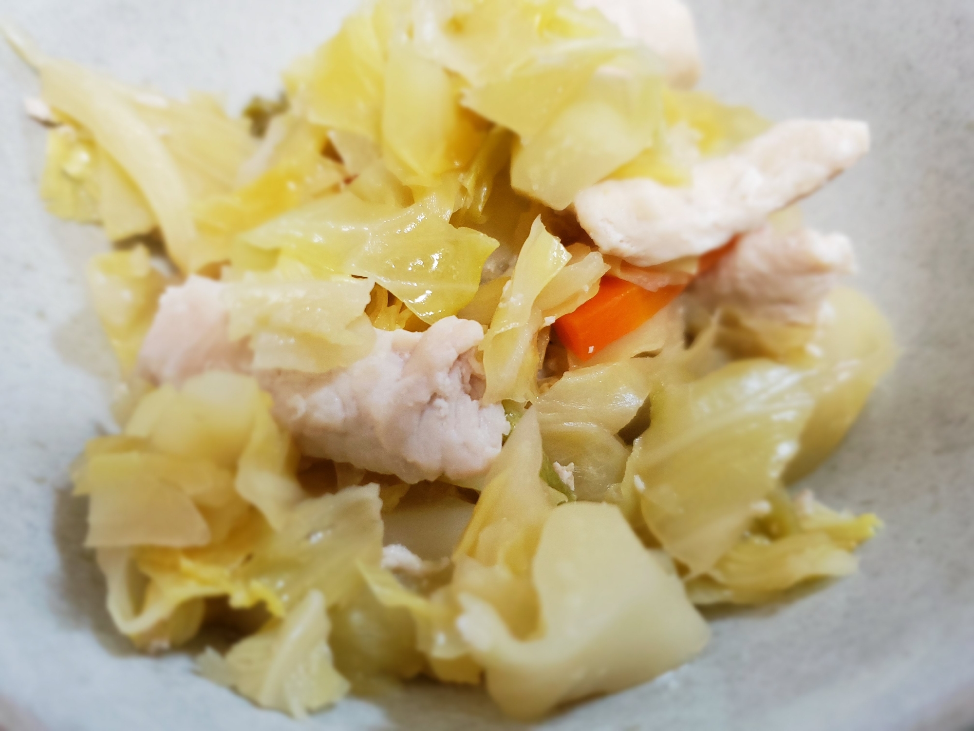 幼児食 キャベツのむね肉のポン酢蒸し レシピ 作り方 By はる6 楽天レシピ