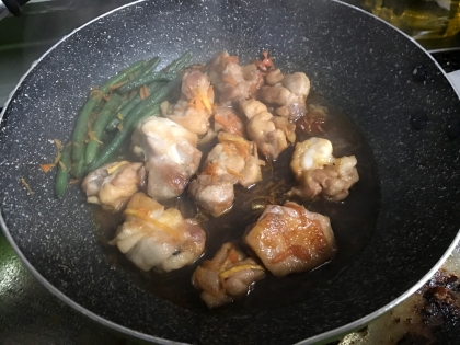 焼き肉のタレ使用★鶏肉といんげんの炒めもの