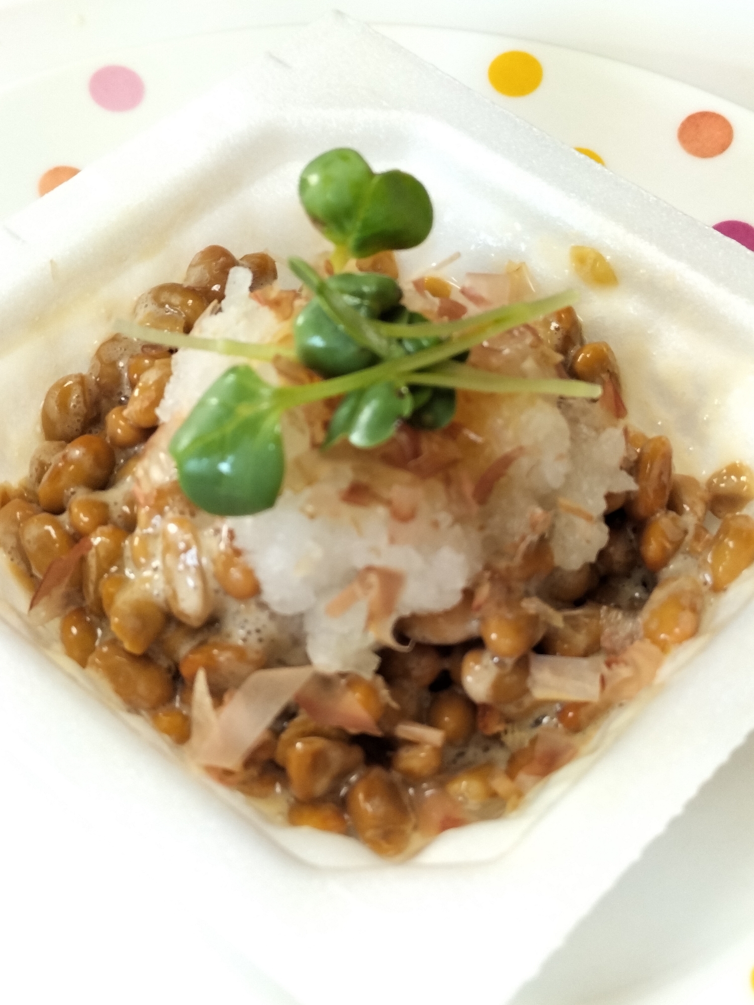 大根おろしとカイワレのW乗せ☆爽やか納豆〜♪