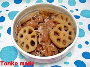 砂肝と蓮根の炒め煮