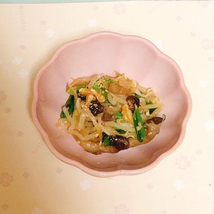 ピリ辛もやし小松菜ブナピーの胡桃&胡麻味噌酢和え