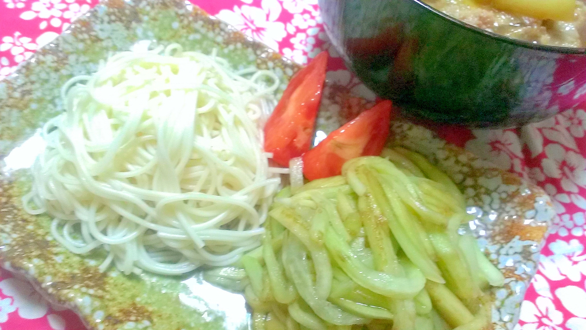 温麺と茄子の麺仕立て 肉つけめん