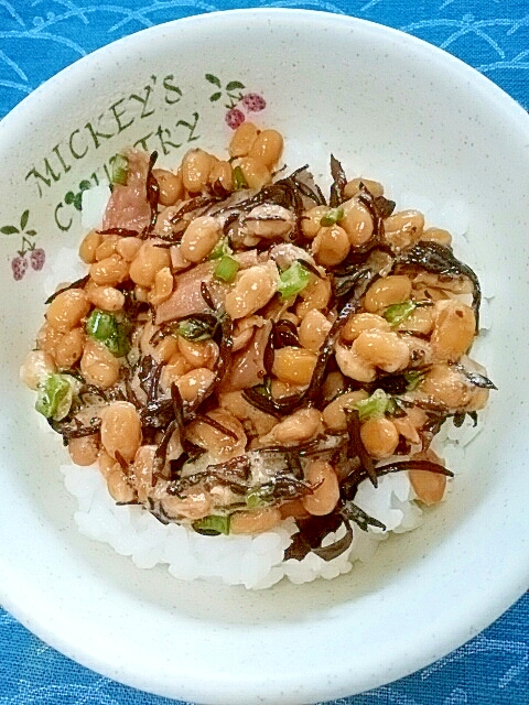 納豆の食べ方-ひじき＆ずいき♪