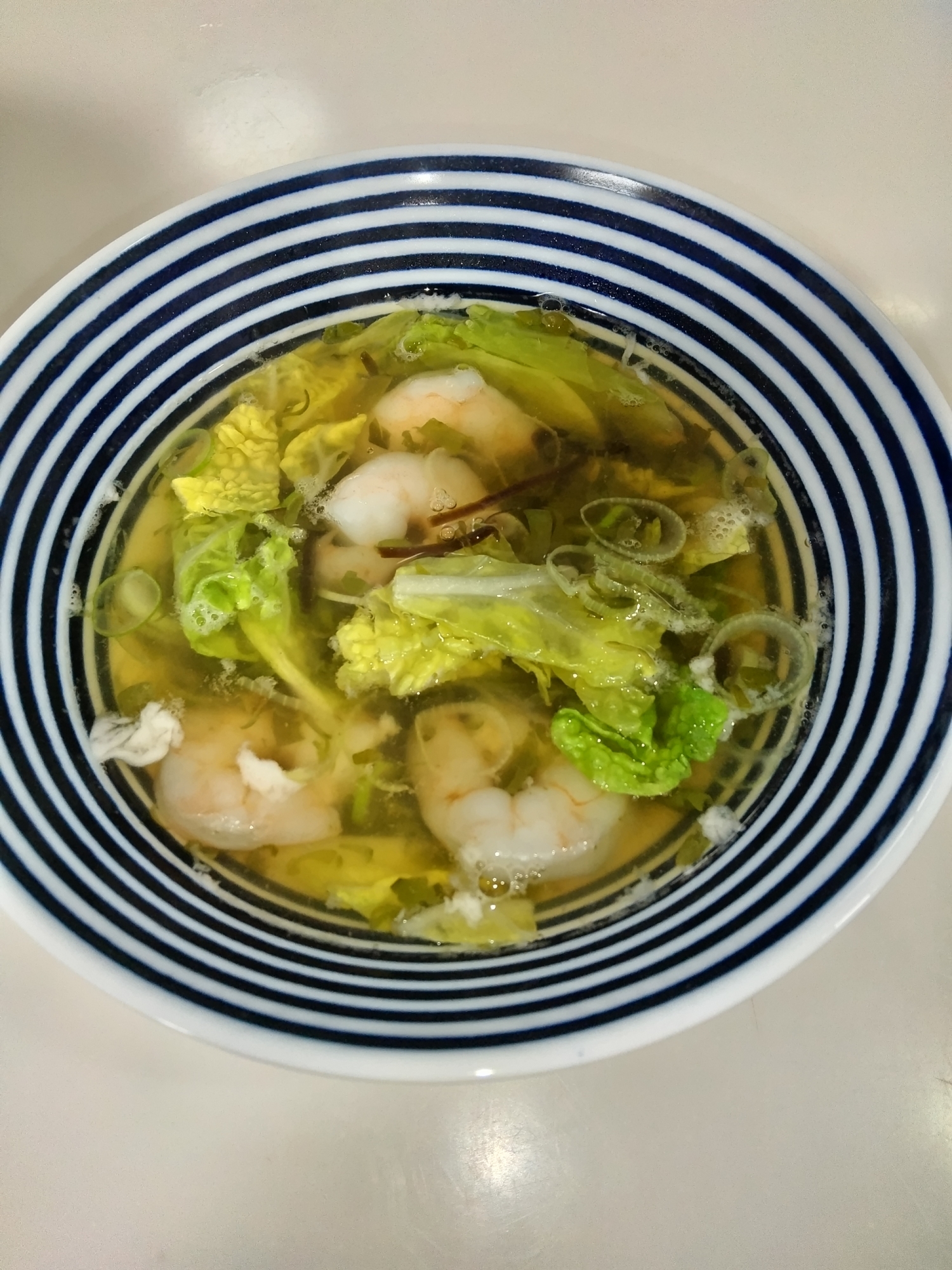 5分スープ海老とめかぶ