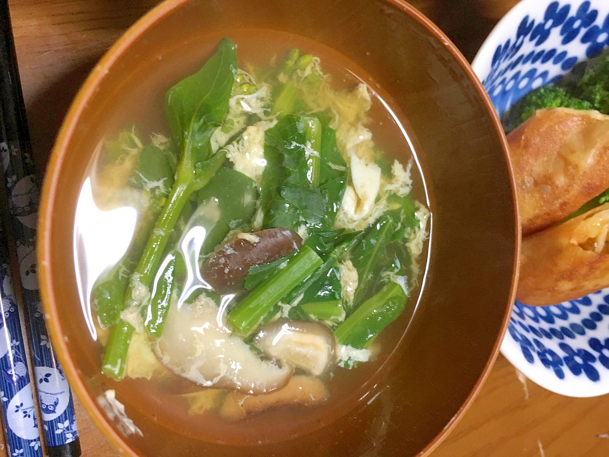 椎茸と菜の花の卵スープ