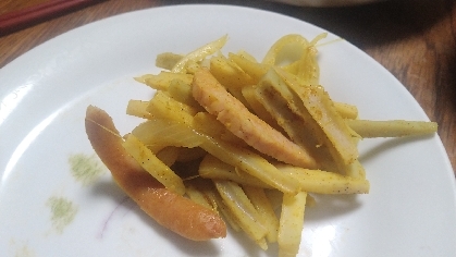 蓮根とウインナーのカレー炒め