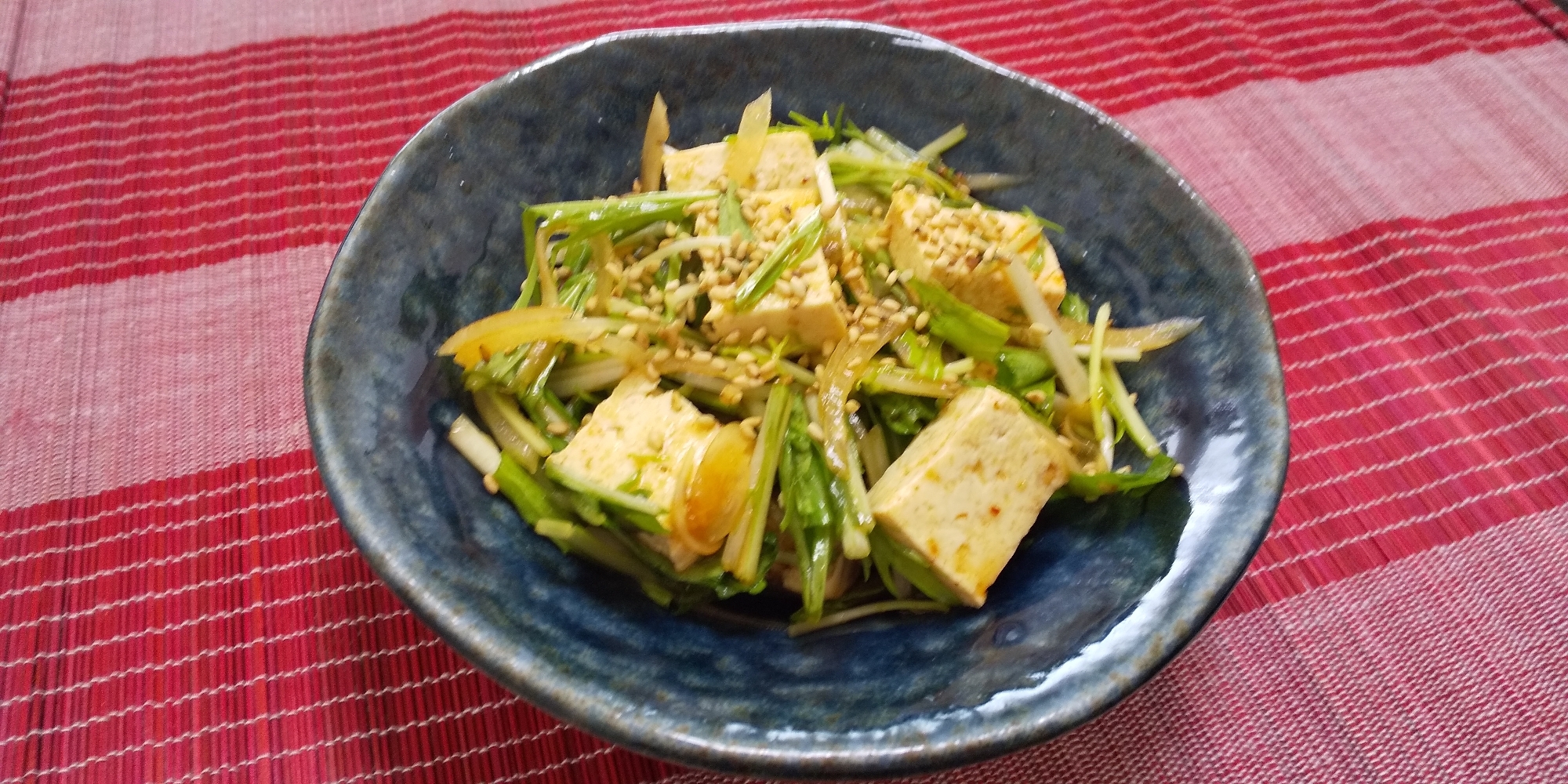 水菜と豆腐の韓国風サラダ～