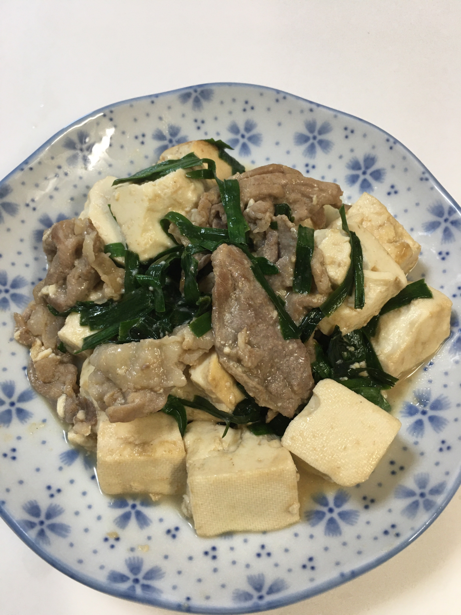 簡単節約レシピ⭐豚ニラ豆腐のオイマヨ炒め