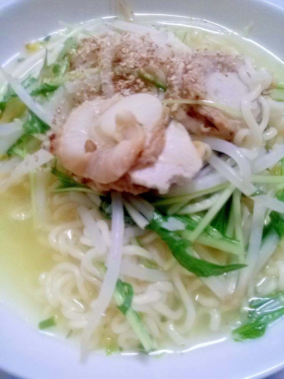 水菜☆もやし☆ホタテ塩ラーメン