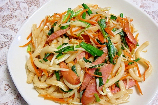 野菜炒め風焼きうどん