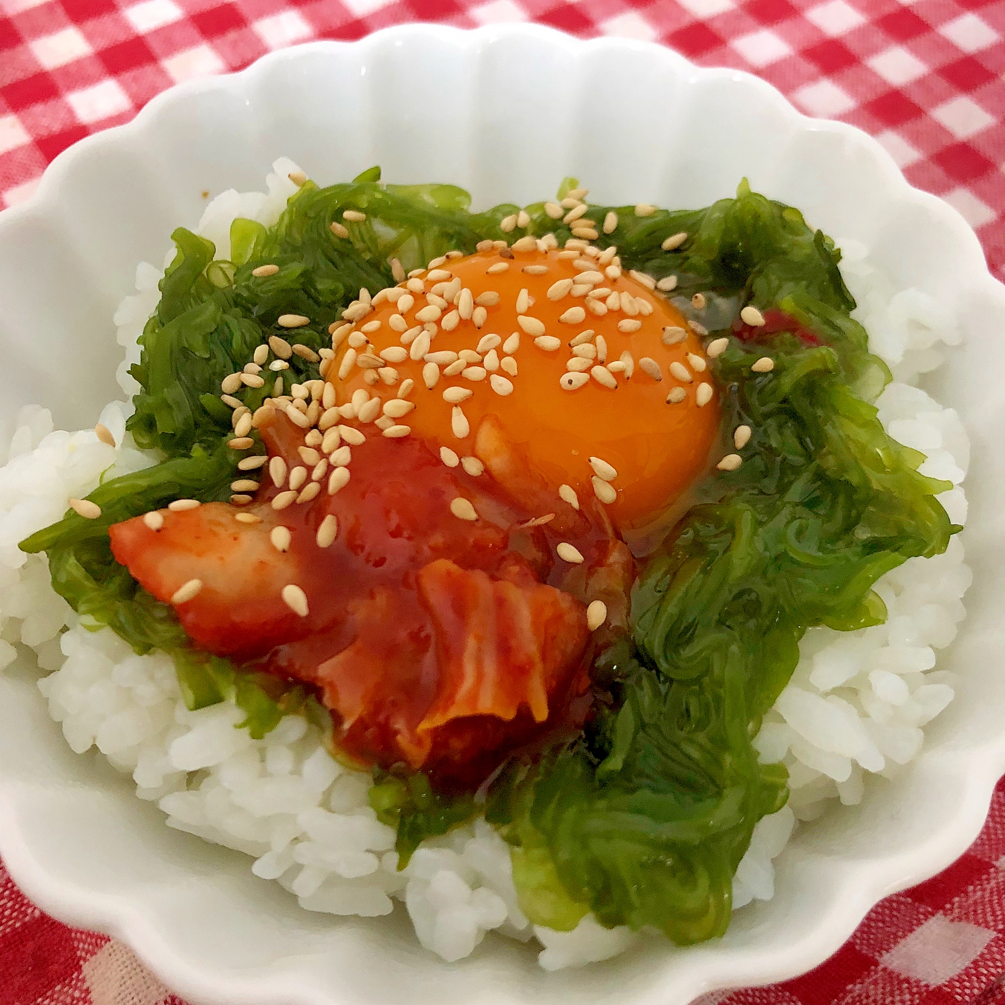 めかぶと玉子とキムチ丼☆