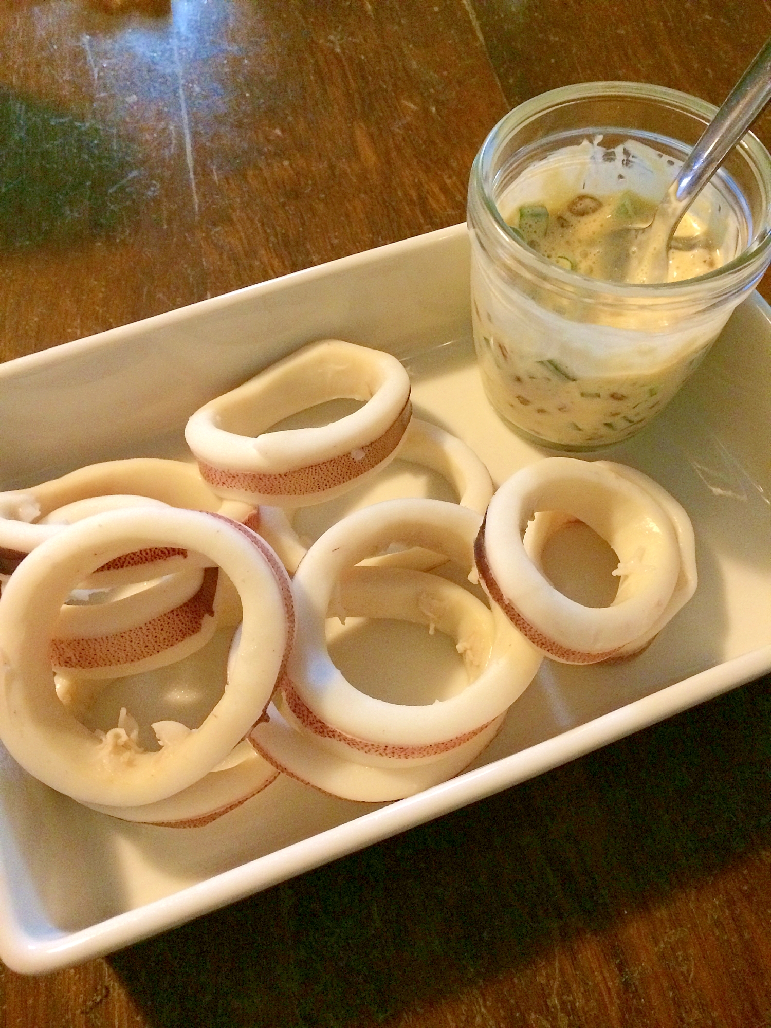 簡単！！湯でいか☆納豆タルタルソース添え