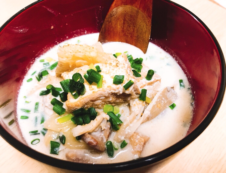 ぽかぽか生姜の豆乳スープ